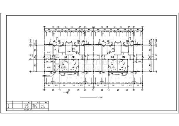 武汉市江夏区某3400平米7层砖混结构综合商住楼建筑设计CAD图纸-图二