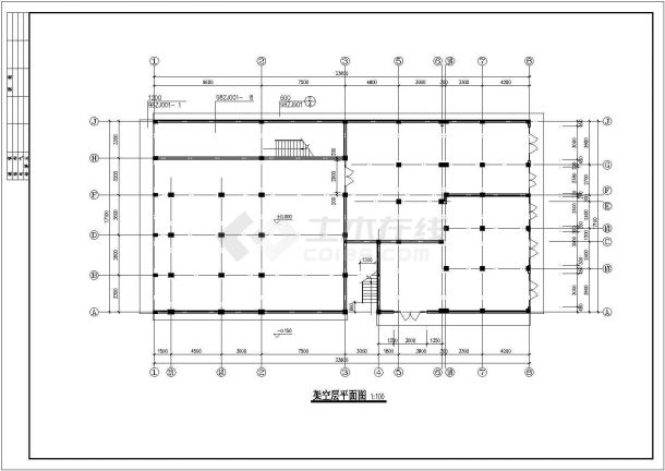 西安市润华小区6层框混结构住宅楼建筑设计CAD图纸（含架空层和跃层）-图二
