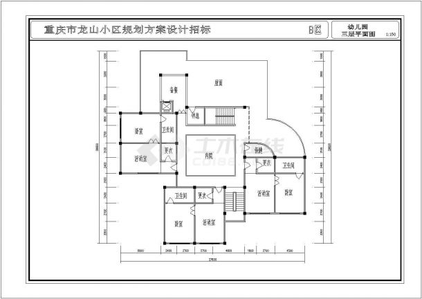 辽宁省大连市白云幼儿园活动楼装修设计CAD图纸-图一