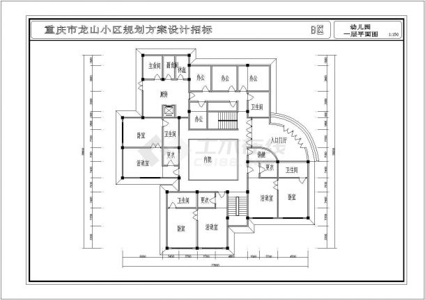 辽宁省大连市白云幼儿园活动楼装修设计CAD图纸-图二