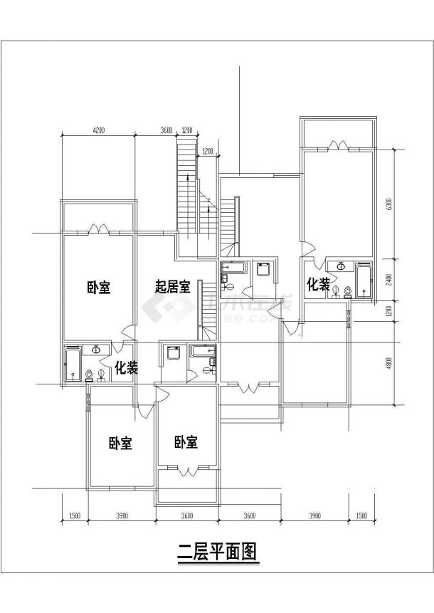 4层砖混结构双拼式双单元住宅楼全套建筑设计CAD图纸（6套方案）-图一