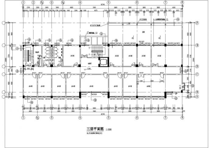 某多层办公楼CAD建筑设计施工图_图1