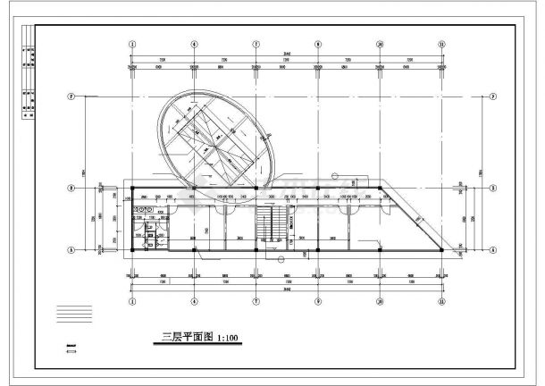地上3层框剪结构会所建筑CAD图-图二