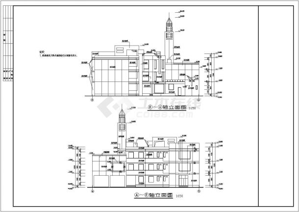 江苏省南京市珠江路小学附属幼儿园整体设计CAD图-图二
