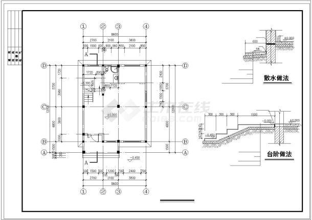 某300㎡地上三层框架结构别墅建筑结构施工CAD图纸-图二