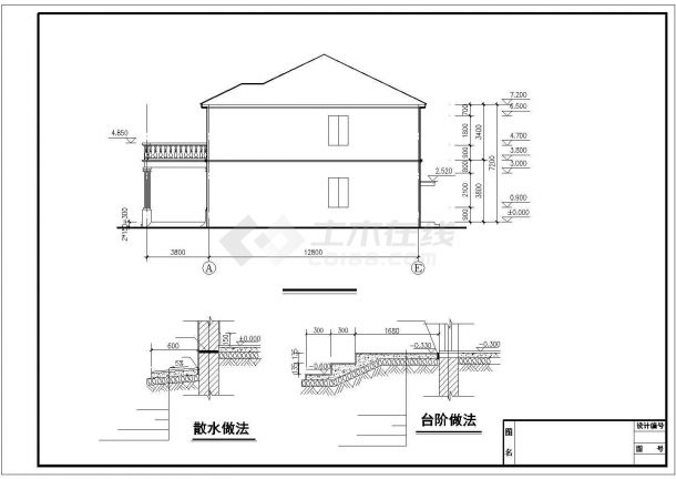 375㎡二层框混结构别墅建筑结构施工图-图二