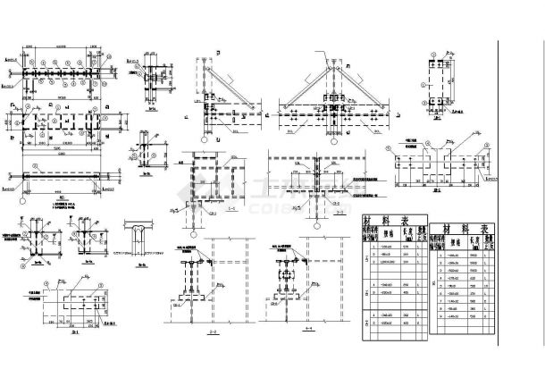 972平方米钢结构15吨吊车厂房结构施工设计cad图-图二