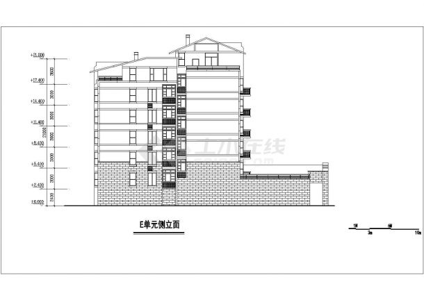 天津市荷塘佳园小区6层砖混结构住宅楼立剖面设计CAD图纸（2套方案）-图二