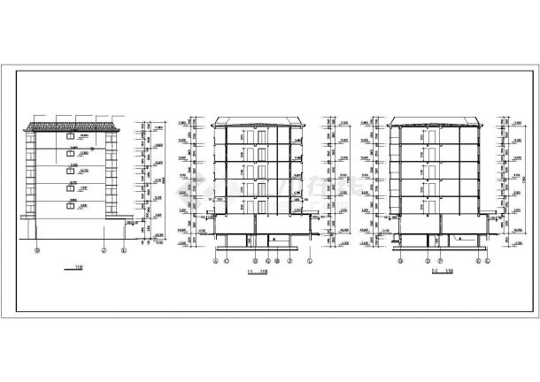 汾阳市某工厂6300平米6层砖混结构家属楼建筑设计CAD图纸（1层商铺）-图一