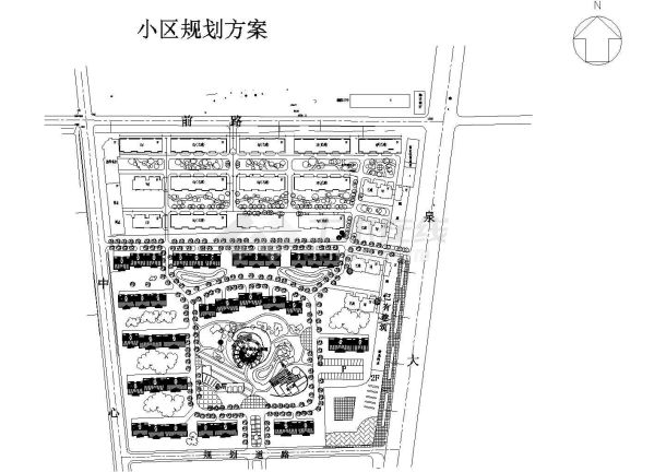 某小区中心景观设计cad图(含总平面图)-图二