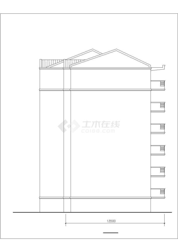 兰州市某小区6870平米6层砖混结构住宅楼建筑设计CAD图纸（含地下室）-图二