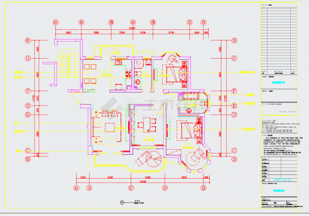 某地现代三室两厅施工图CAD图纸-图一