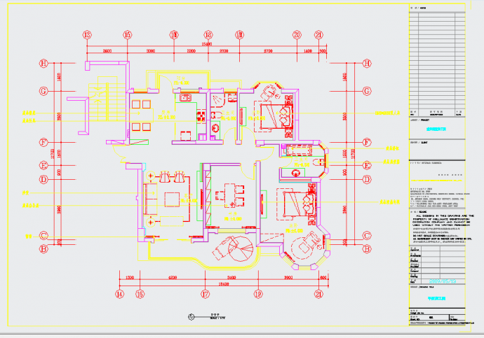 某地现代三室两厅施工图CAD图纸_图1