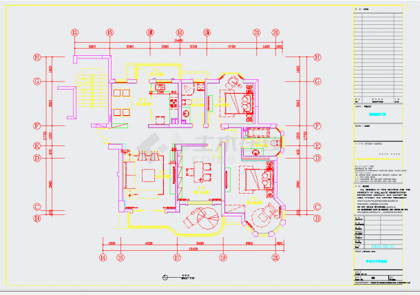 某地现代三室两厅施工图CAD图纸-图二