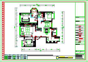 某简欧风格雅居三房装修设计cad施工图含效果图_图1