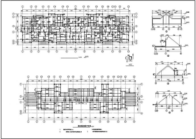 长44米 宽14米 6层框架住宅楼结构施工图_图1