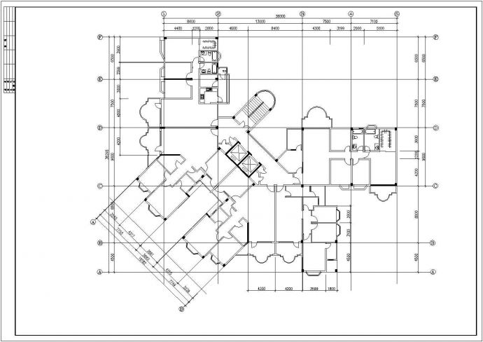 太原市锦椿花园小区住宅楼标准层平面设计CAD图纸（3张/含停车场图）_图1