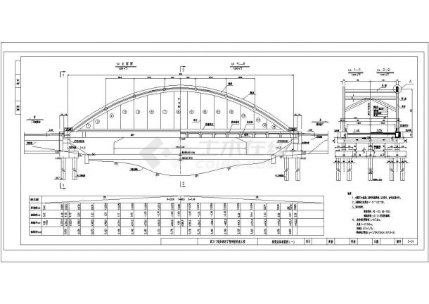 某70米跨径预应力系杆钢管混凝土拱桥CAD节点详图-图一