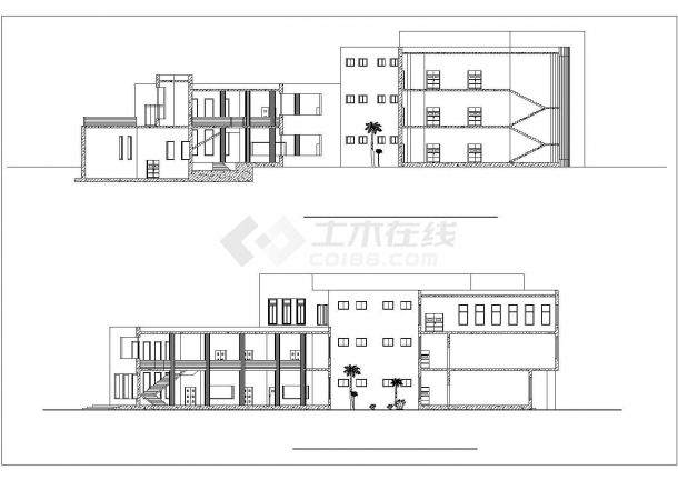 某60.8×40.1米 三层大学生活动中心CAD全套框架结构设计施工图-图二
