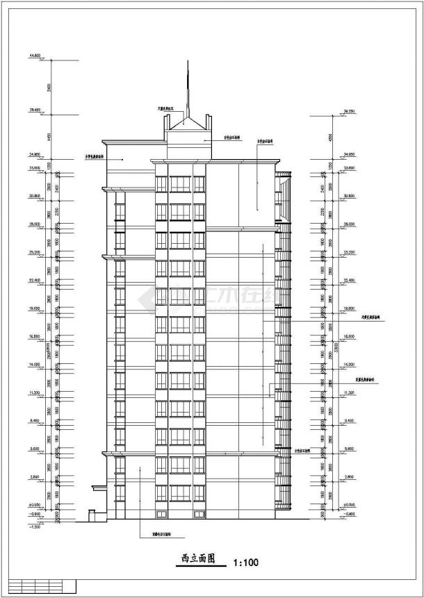 沈阳市春居花园小区3550平米11+1层框架结构住宅楼建筑设计CAD图纸-图一