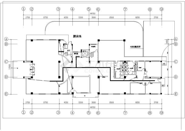 某地产豪华会所CAD完整构造施工图会所强弱电水位图-图二