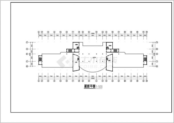 某长130.8米 宽74.1米 六层19980平米大学图书馆建筑CAD设计全套图-图一