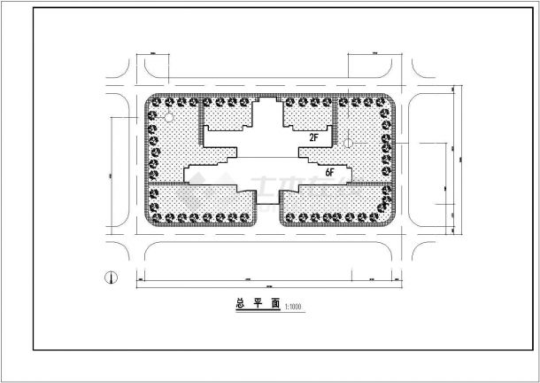 某长130.8米 宽74.1米 六层19980平米大学图书馆建筑CAD设计全套图-图二