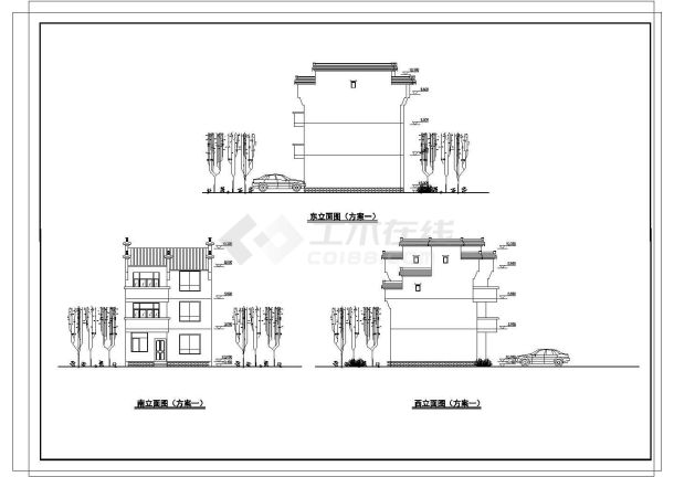 某徽派风格别墅方案建筑CAD大样设计图纸-图一