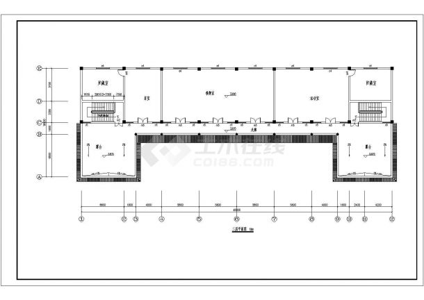某长48米 宽16.8米 二层云南仿古老年人活动中心CAD施工全套建筑设计-图二