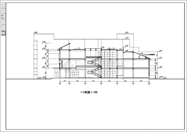 某长66.14米 宽50.4米 四层图书馆建筑设计CAD大样无屋顶平面-图一