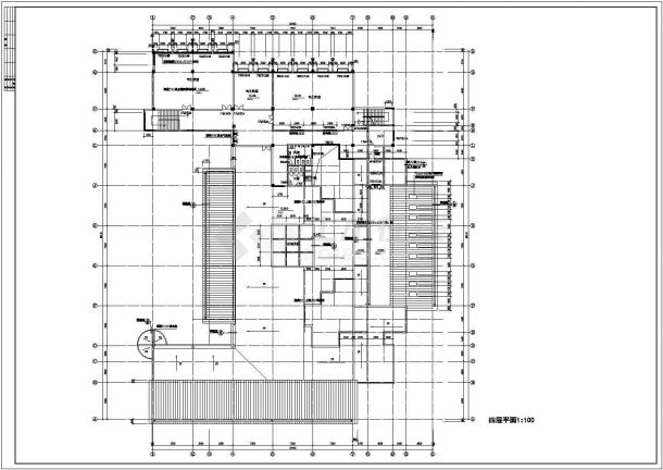 某长66.14米 宽50.4米 四层图书馆建筑设计CAD大样无屋顶平面-图二