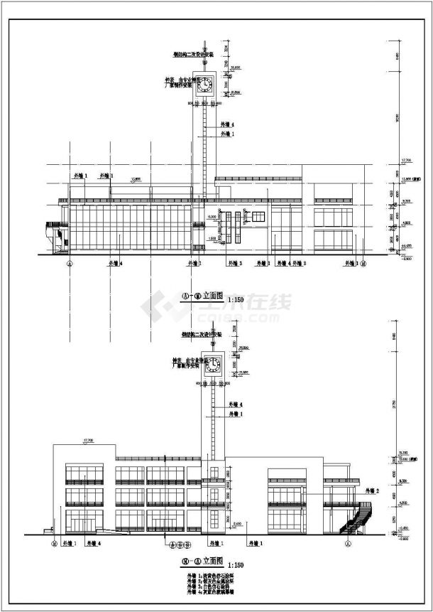 某长97.4米 宽65.59米 三层某学院学生活动中心建筑CAD完整设计图-图二