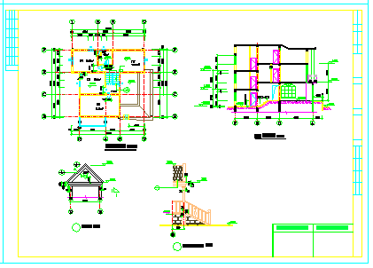 某三层独立别墅全套cad设计图(含建筑、结构、给排水、电气）-图二