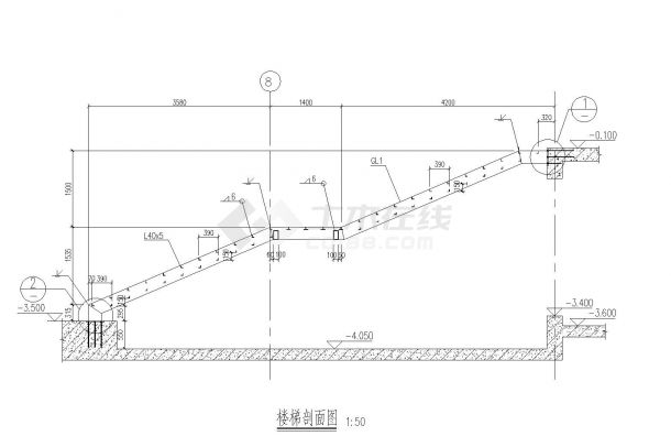 某北京某大厦楼梯结构CAD图-图一
