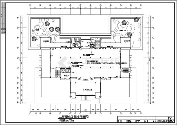 某长86.6米 宽64.9米 5层某市图书馆电气CAD施工图设计 11275平米框架结构-图一