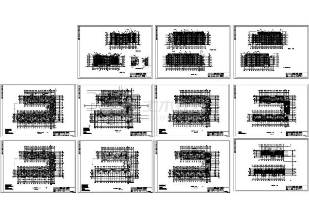 某六层带阁楼亲情家园小区住宅楼全套建筑施工cad图，共十一张-图一