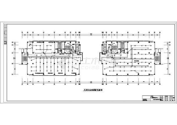 某长102.8米 宽约50米 9层图书馆信息中心消防CAD电气施工图设计（含各层平面及自动报警系统图）-图一