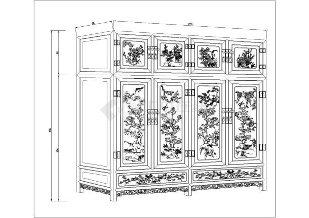 某百鸟顶箱柜CAD构造平立面设计图纸-图一