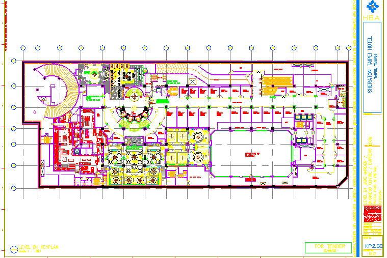 某喜来登大饭店CAD设计完整施工图B1F平面图