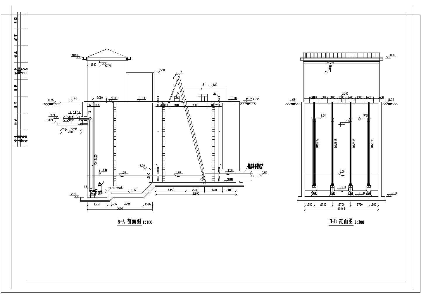 株洲某县污水处理厂CAD环保设计构造施工图纸