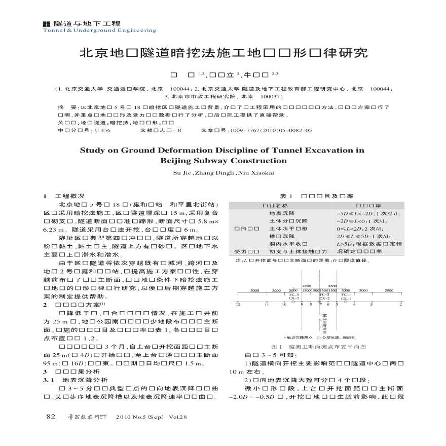 北京地铁隧道暗挖法施工地层变形规律研究-图一