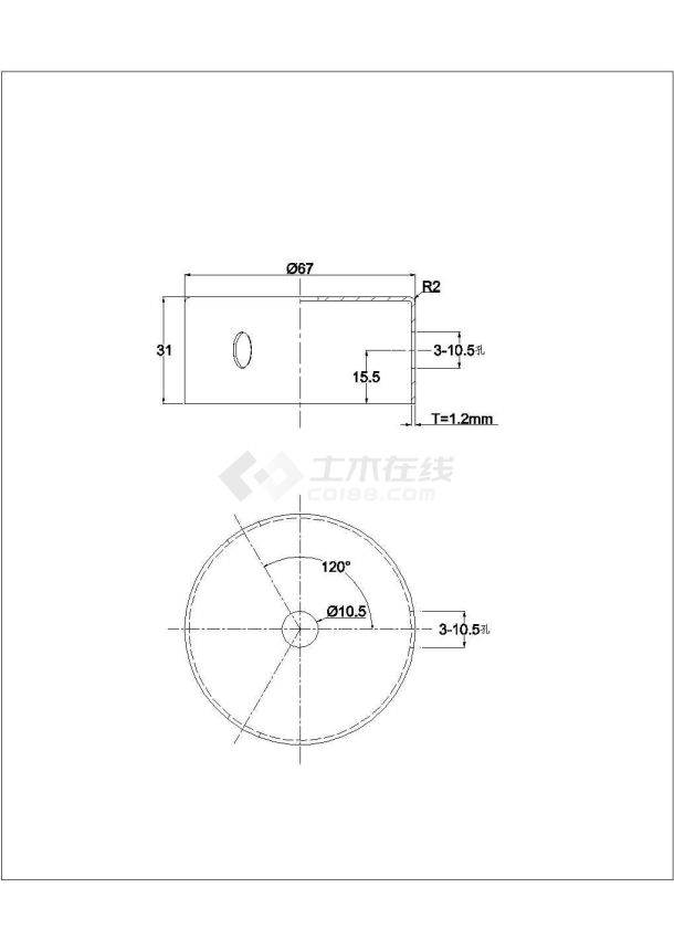 某灯具常用CAD配件图施工设计图纸-图一