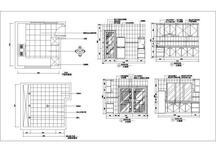 某厨房室内装修CAD设计构造完整图库_图1