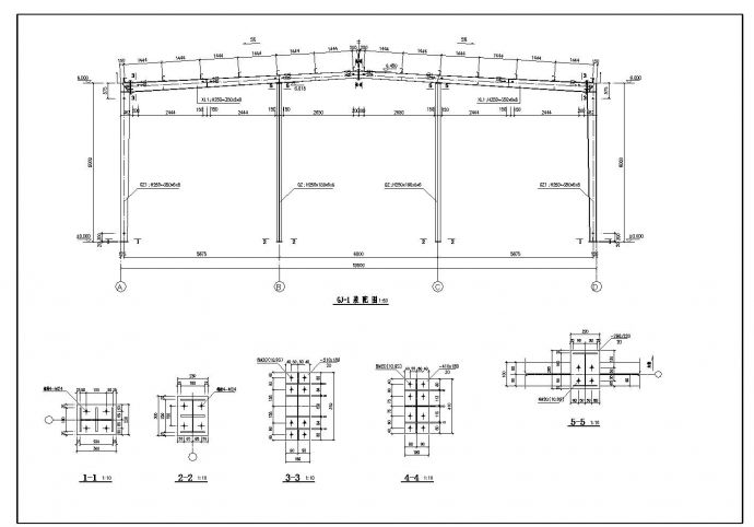 某轻钢厂房全套施工设计CAD图_图1