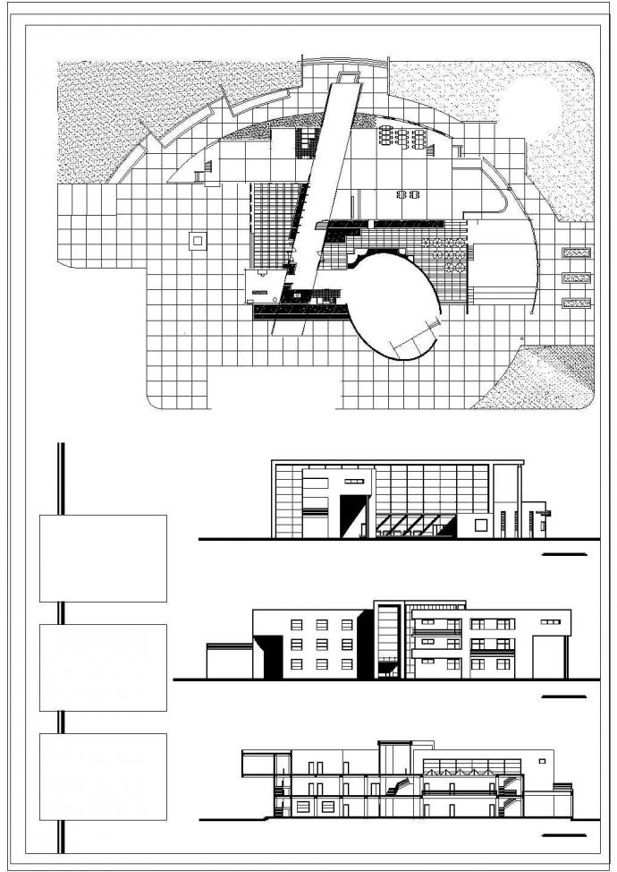 某三层大学生活动中心CAD大样完整构造设计图_图1