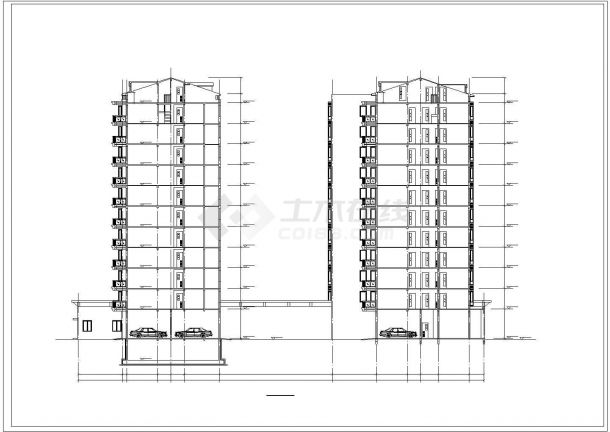 上海市景龙花园小区1万平米12层框架结构住宅楼设计CAD图纸（含总图）-图二