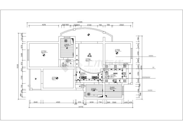 汾阳市沁馨花园小区经典热门的户型装修装饰设计CAD图纸-图二
