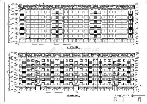 银川市银莲小区4570平米6层砖混住宅楼建筑设计CAD图纸（含阁楼和车库）-图二