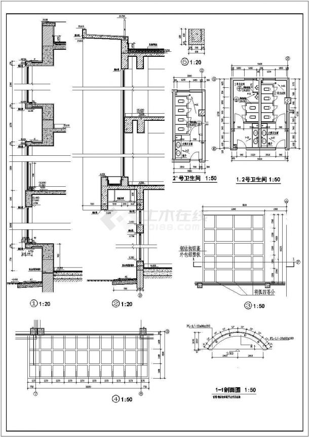 某97.14×23.94米 五层大学生活动中心CAD框架结构设计构造施工图-图一