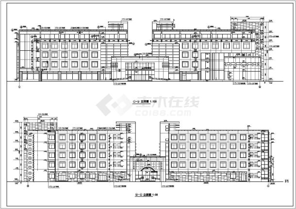 某97.14×23.94米 五层大学生活动中心CAD框架结构设计构造施工图-图二